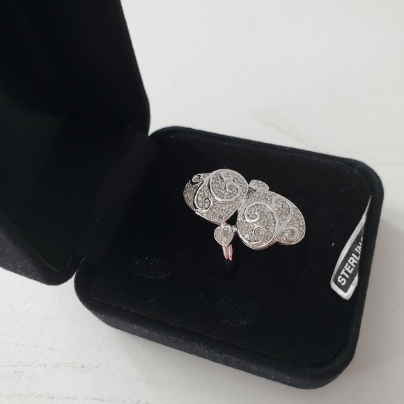 Double Heart Sterling Silver snd DiamondRing - Picture 8 of 8